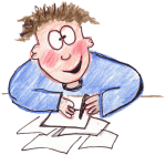 Boy writing a fabulous story