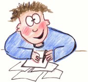 Boy writing. Artwork copyright Greg Mitchell