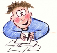 "Boy writing by Greg Mitchell"