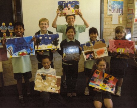 Winthrop Primary School students with the book. The students also collaged their favourite page in the book. (Photo © Winthrop Primary School) Winthrop Primary School students. The students also collaged their favourite page in the book. (Photo © Winthrop Primary School)