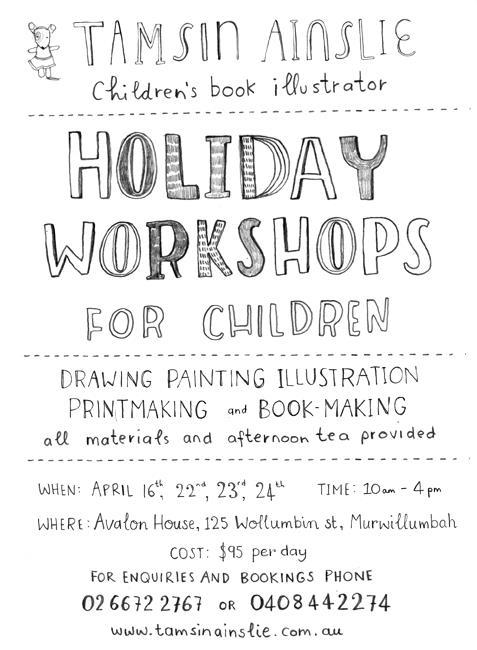 Tamsin Ainslie School holidays flyer