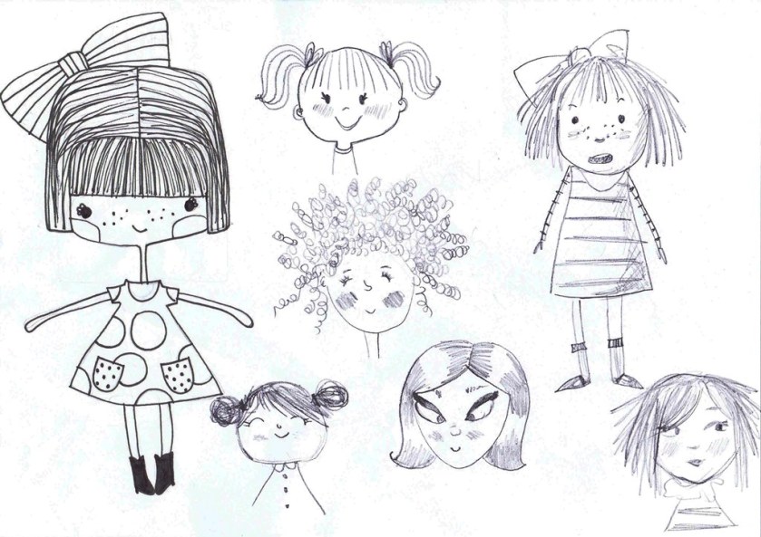 Tina's sketches for Tottie and Dot