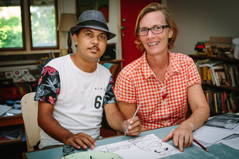 Joshua Button and Robyn Wells.