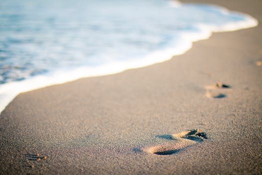 Footprints in beach Sand (photo courtesy of pexels.com)