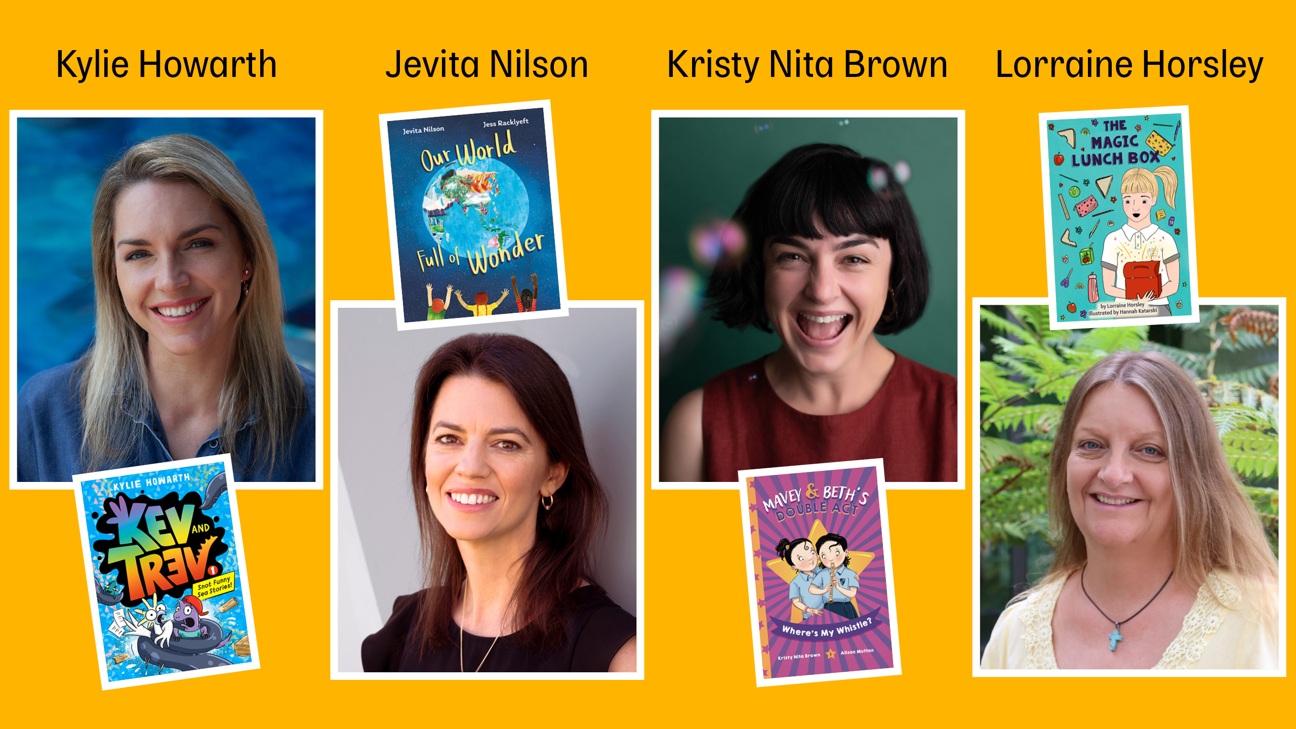 A poster showing four of the presenters