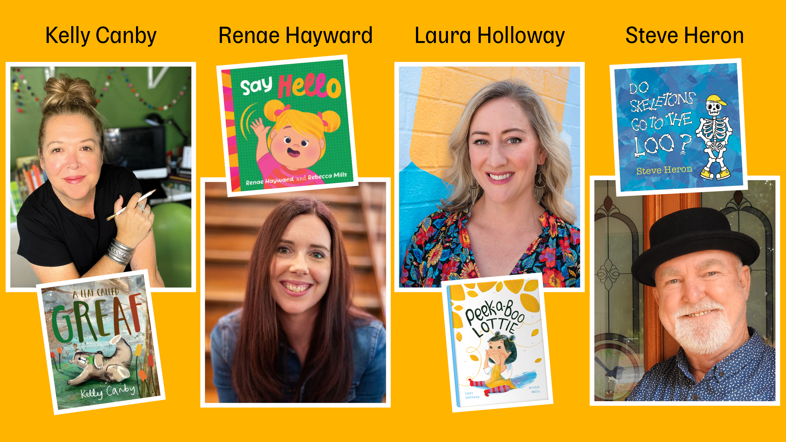 A poster showing four of the presenters