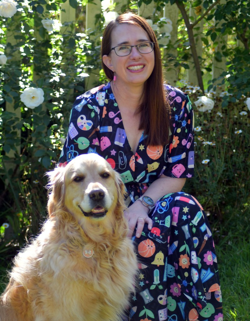 A photo of Melissa Garside and a dog