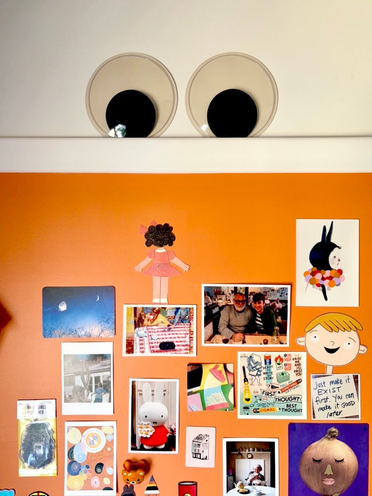 The wall above Jo Dabrowski's desk.