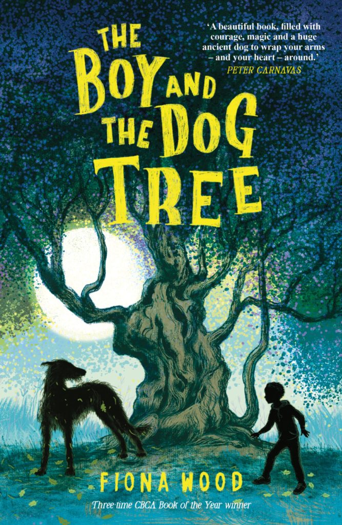 The cover of the novel for children: The Boy and the Dog Tree by Fiona Wood.