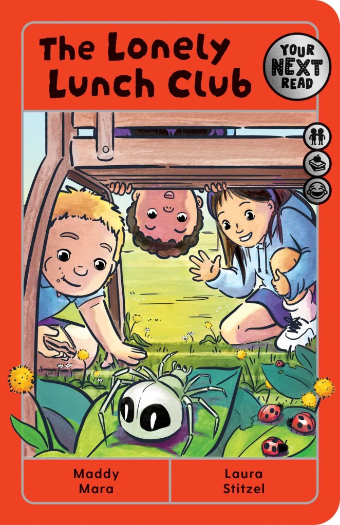The cover of a junior fiction novel: The Lonely Lunch Club by Maddy Mara and illustrated by Laura Stitzel.