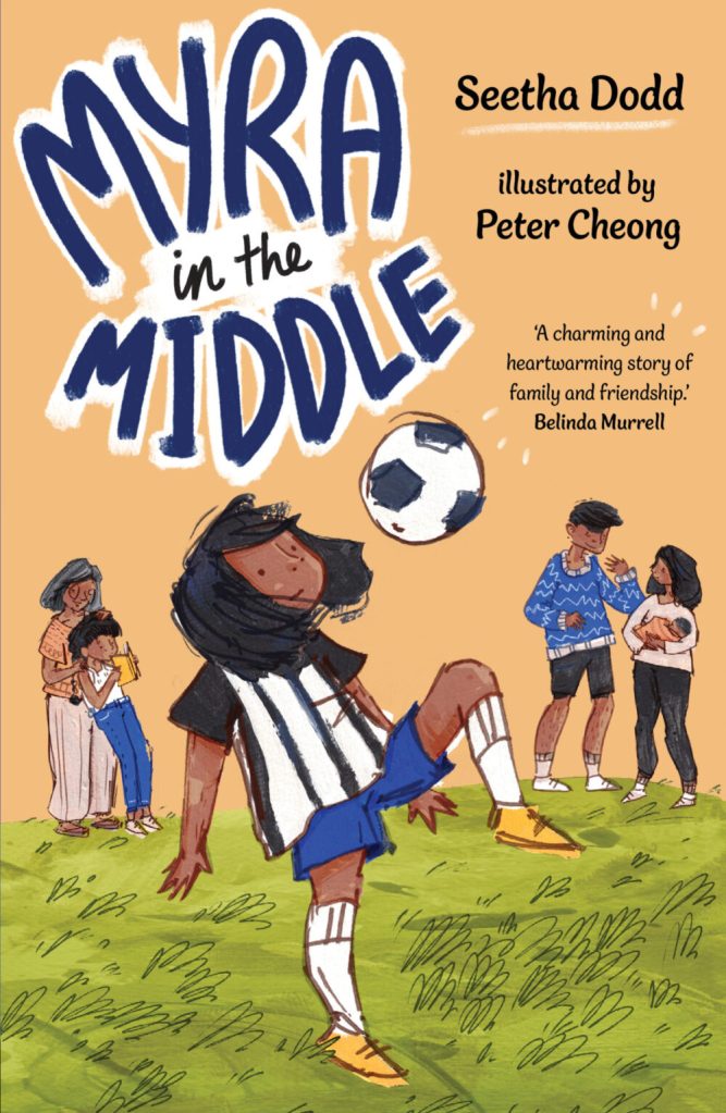 The cover of Myra in the Middle by Seetha Dodd with illustrations by Peter Cheong. 