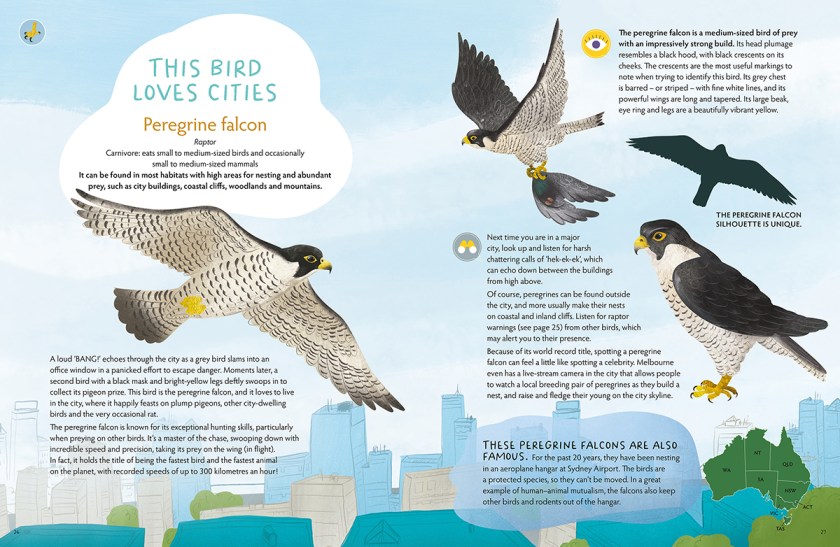 A double page spread from inside the book This Bird.