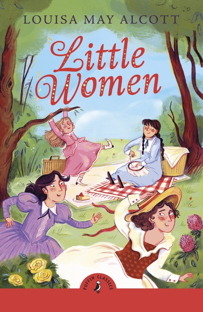 The cover of a children's novel: Little Women by Louisa May Alcott